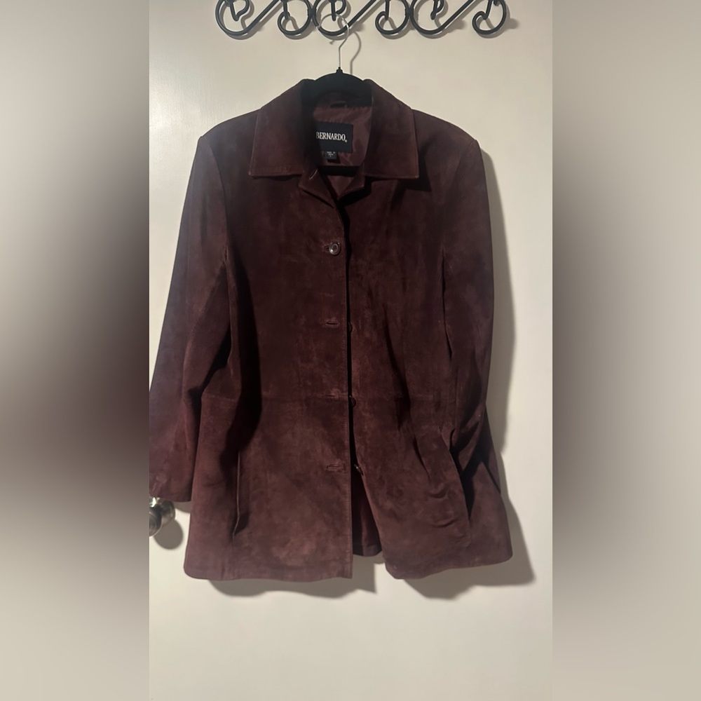 Bernardo Rich Plum Leather Trench Coat